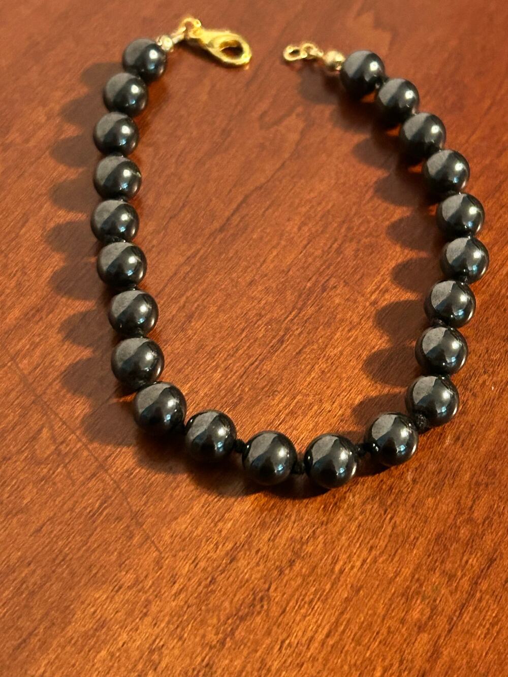 Vintage 9 Inch Genuine Black Pearl Strand Bracelet Single Strand Fine Classic